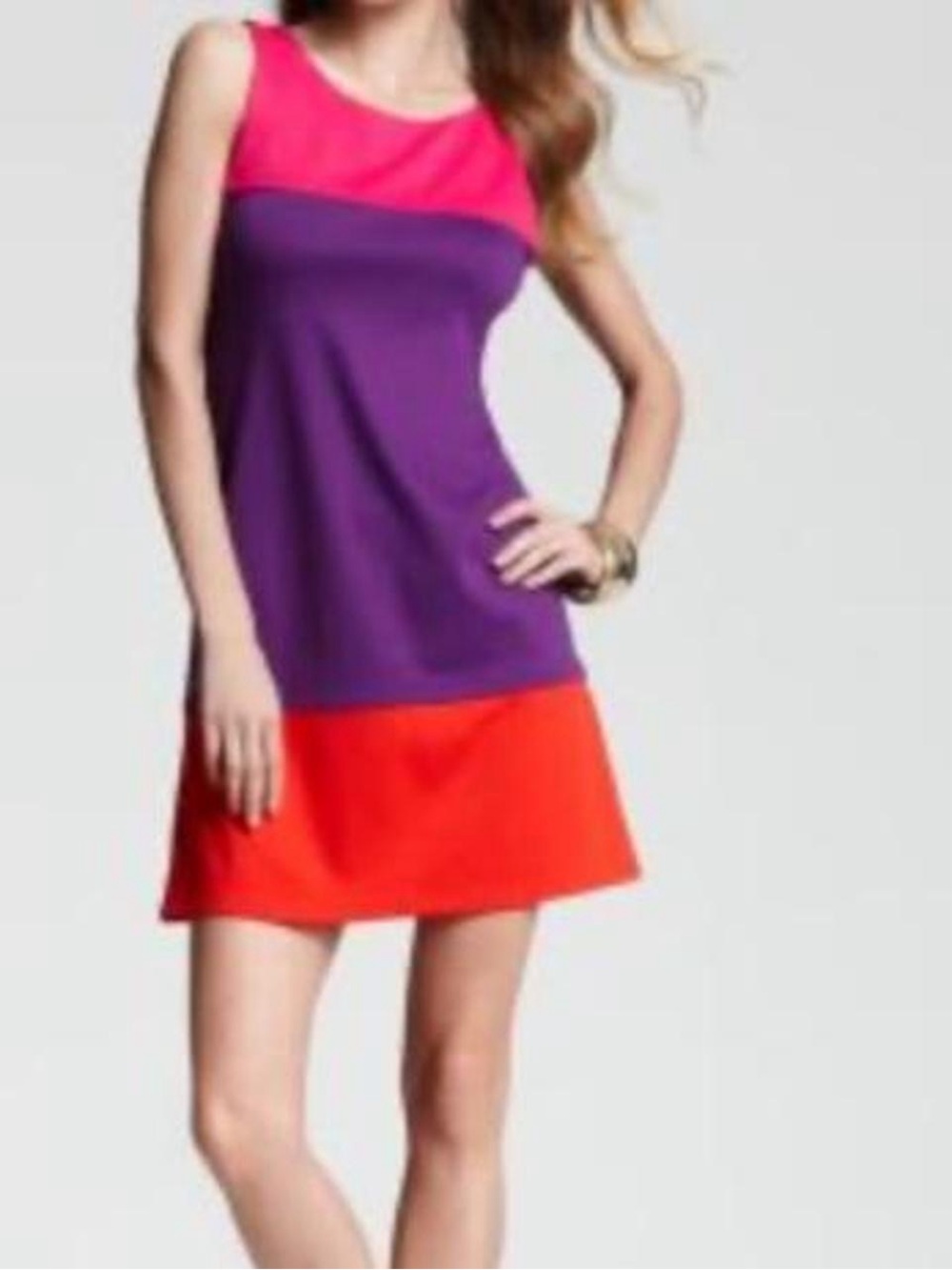 Alice + Olivia Colorblock Sleeveless Mini Dress in Hot Pink, Purple & Orange